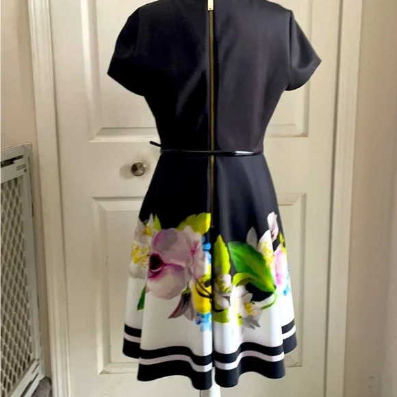 Ted Baker Black Floral Midi Dress - Picture 7 of 14